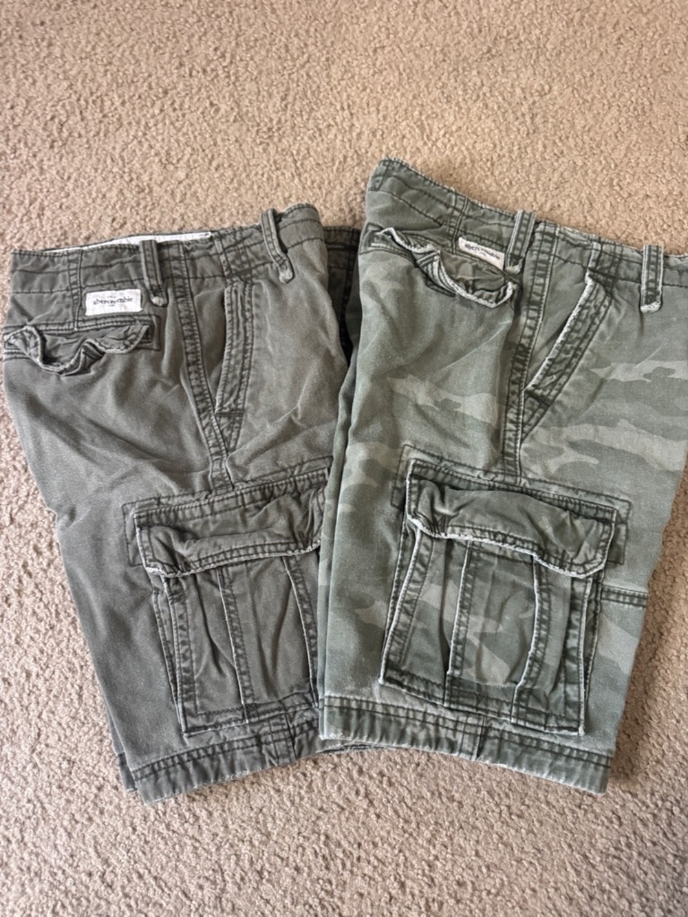 abercrombie kids Olive Cargo & Camo Pocket Shorts